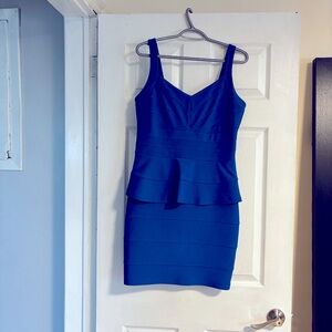 Dynamite Vibrant Peplum Blue Dress